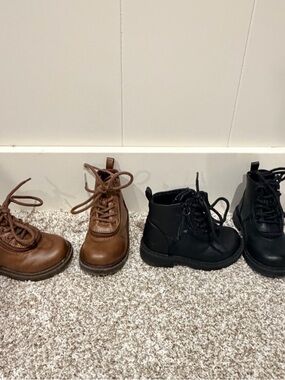 Billy boots size 6 toddler – brown & black high top zipper shoes (2 pairs)